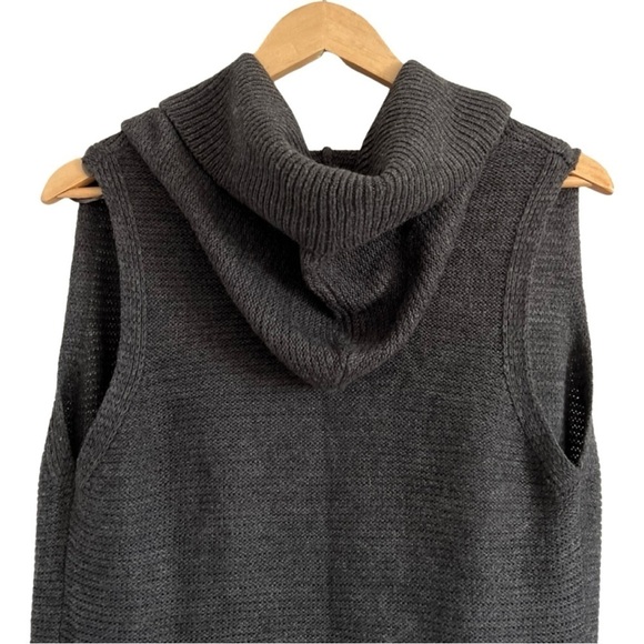 RETRO Women’s Sleeveless Charcoal Grey Hooded Cardigan Medium - Picture 2 of 3